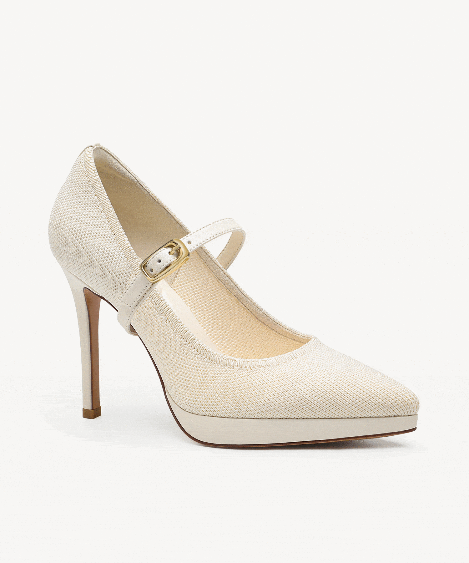 StyleFlex Pointed Toe Heeled Platform Pump - Cream / Regular (A-C) / US 10 | EU 41.5 | UK 8