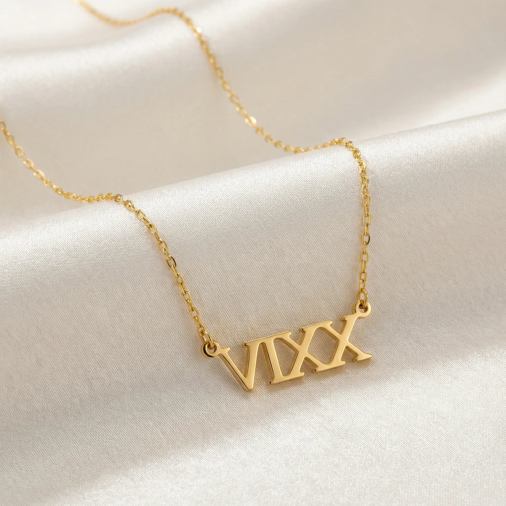 Roman Numeral Necklace by G&M - Vermeil / Style 2