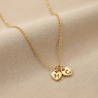 Two Heart Initial Necklace by G&M - Vermeil / Style 2