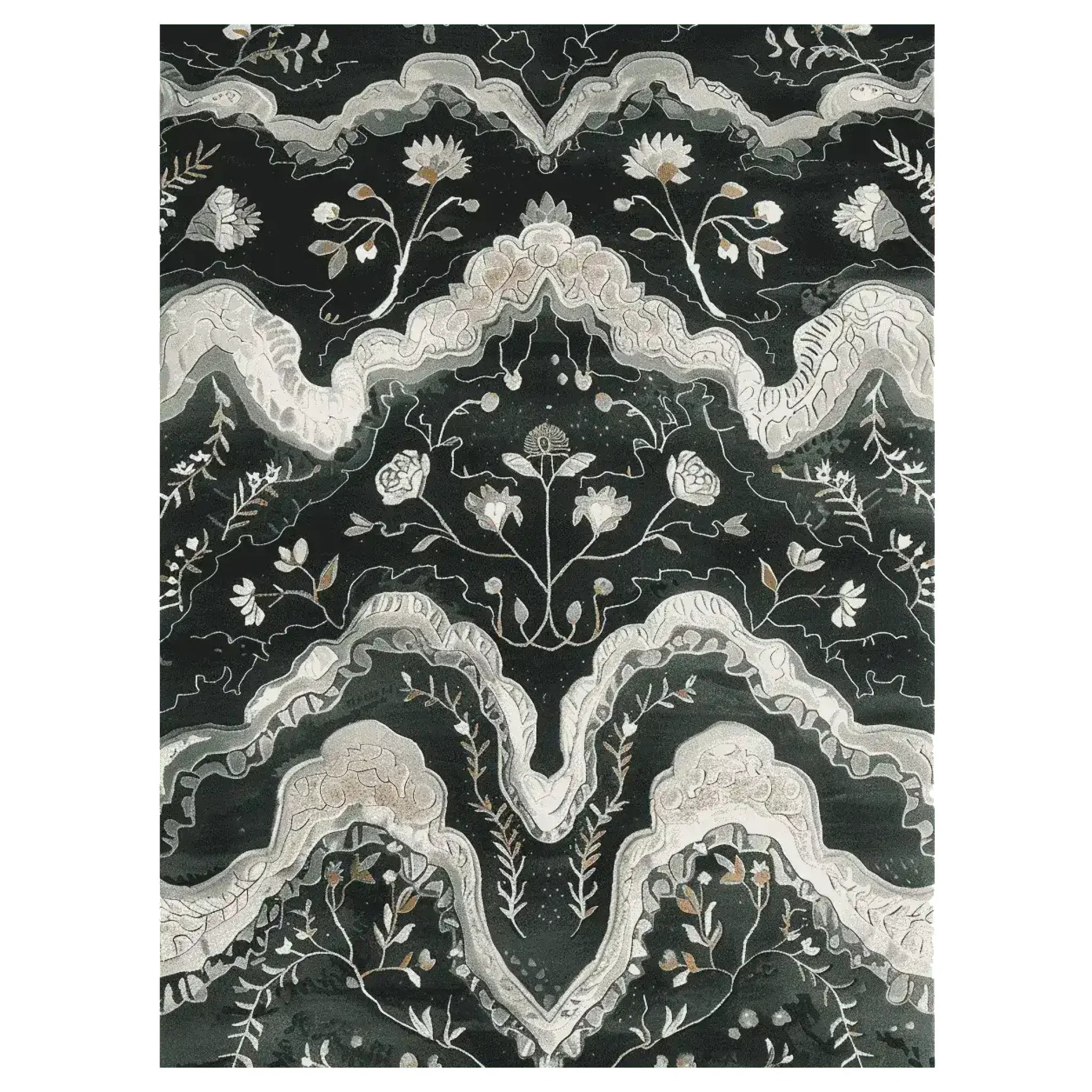 Gilded Floral Current Hand Tufted Rug