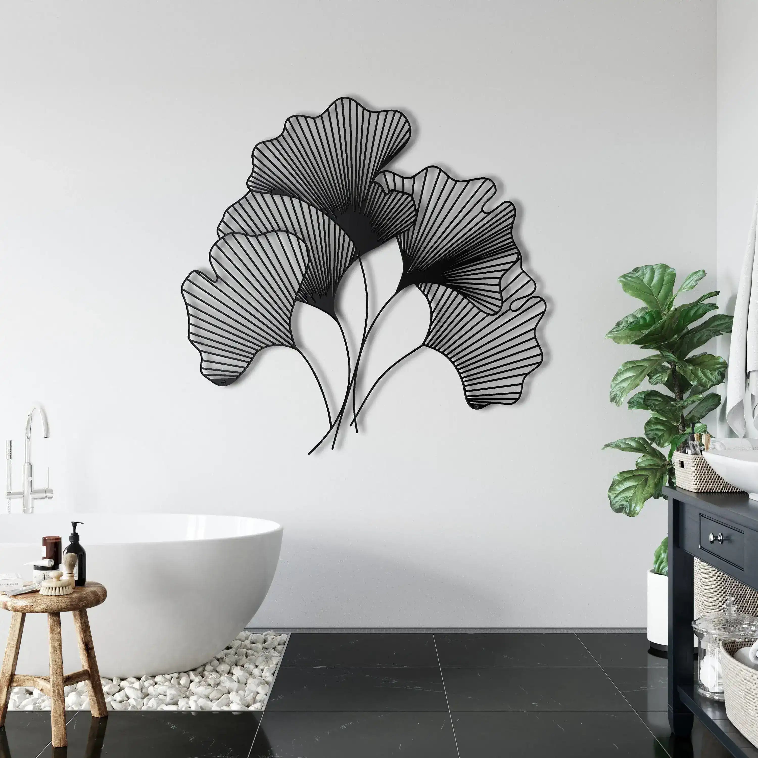 Gingko Bilbao Leaves Metal Wall Hanging Decor