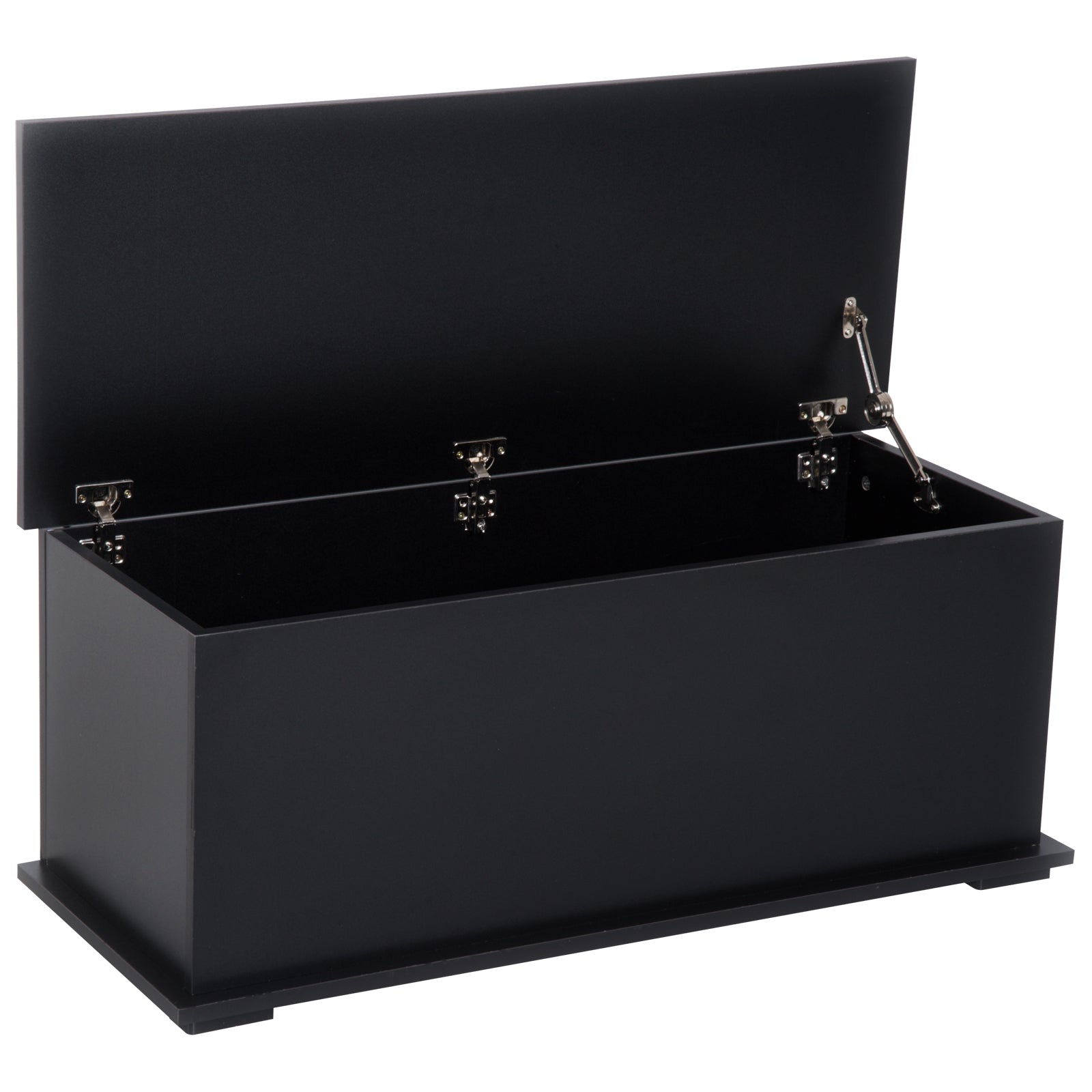 113L Storage Chest with Flip-Top Lid and 2 Safety Hinges for Living Room, Entryway, Black