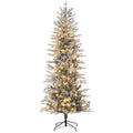 7.5' Pre Lit Flocked Christmas Tree with Snow Branches, Auto Open, Extra Bulb