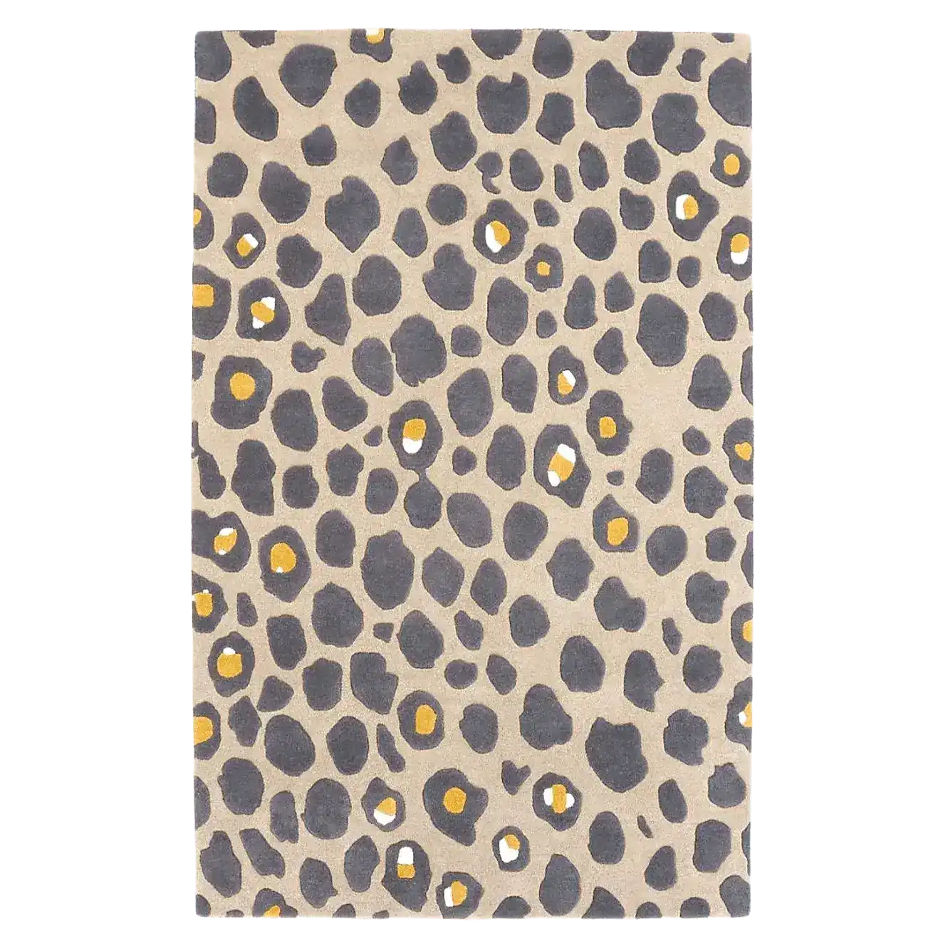 Gold and Gray Leopard Spots Hand Tufted Wool Rug