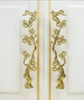 Gold Cherry Blossom Tree Branch Door Knob Handles - Set of 2