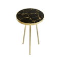 Gold Sparkle Infused Black Agate Round Accent Table