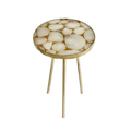 Gold Sparkle Infused White Agate Round Coffee Side Table