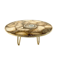 Golden Brown Agate Cake Stand with Brass Legs