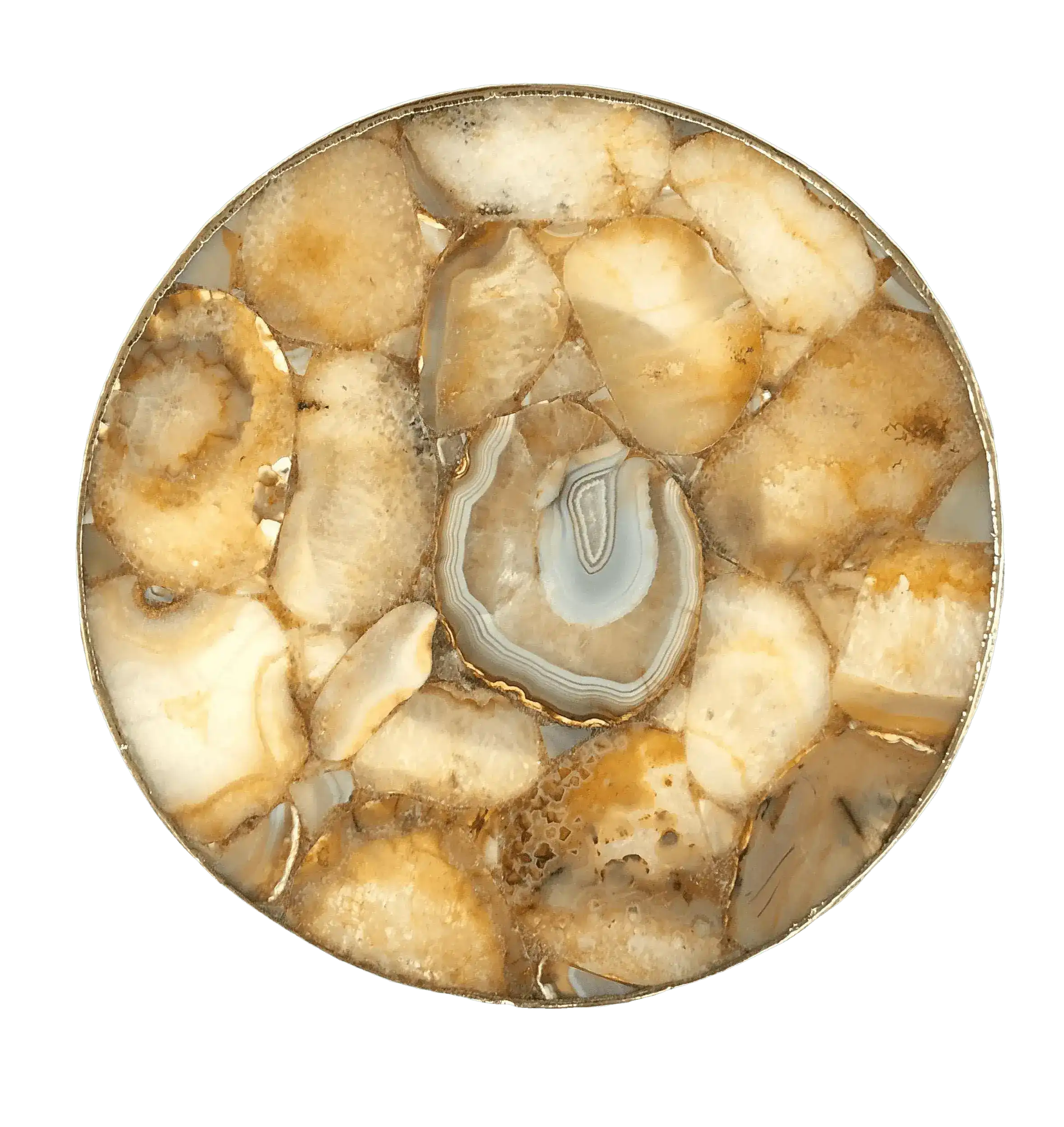 Golden Brown Agate Countertop Lazy Susan Centerpiece