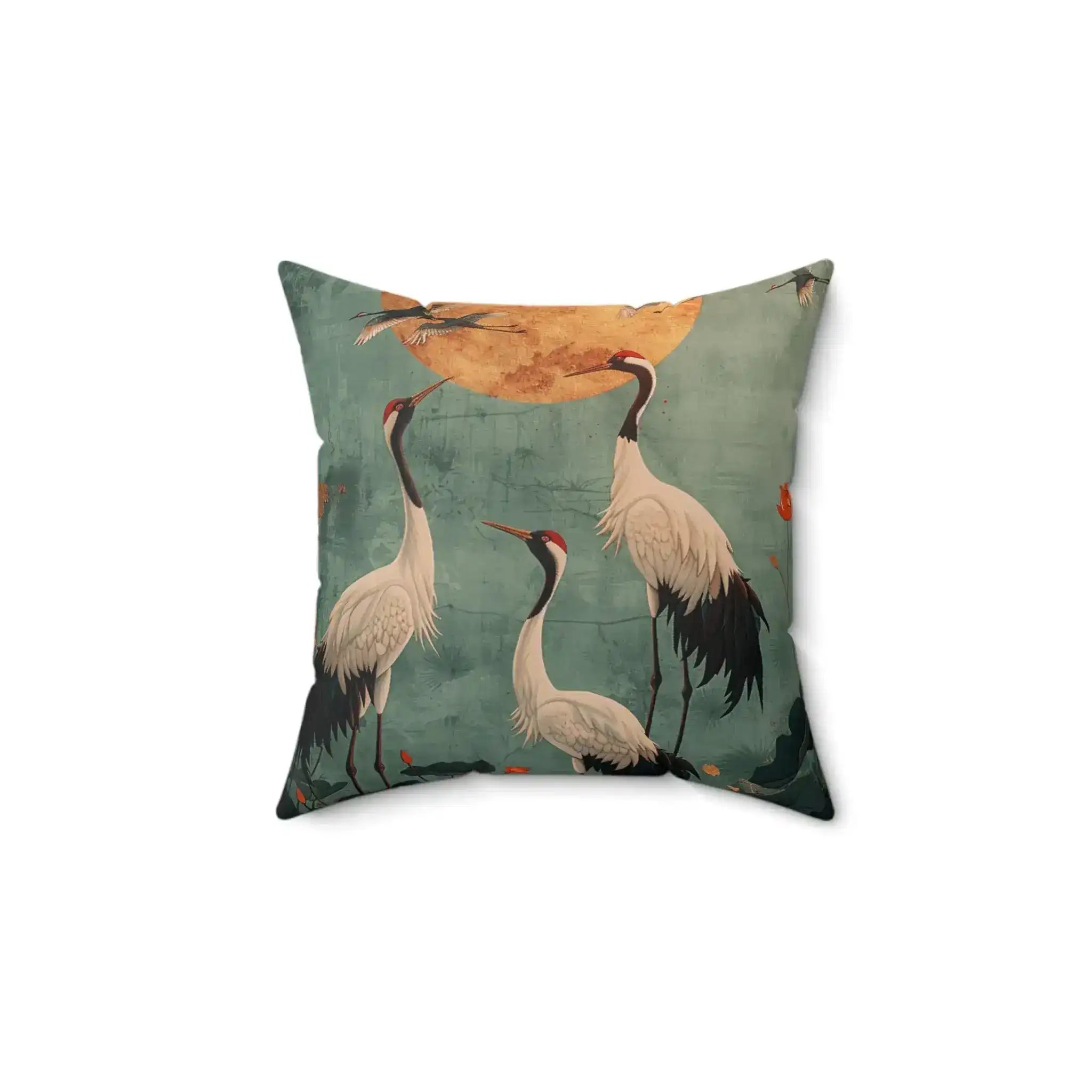 Golden Moon & Crane Serenity Pillow
