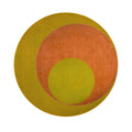 Golden Orange Geometry Round Hand Knotted Wool Rug