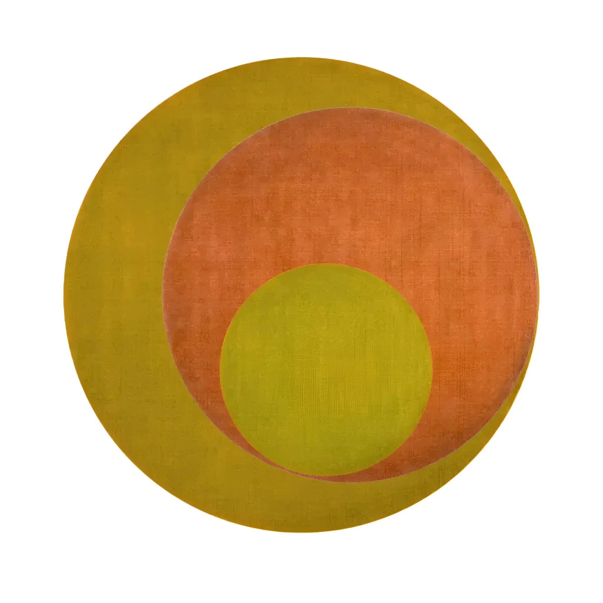 Golden Orange Geometry Round Hand Knotted Wool Rug