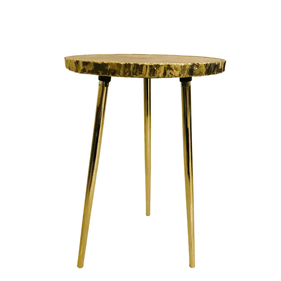 Golden Quartz Agate Organic Edge Accent Table