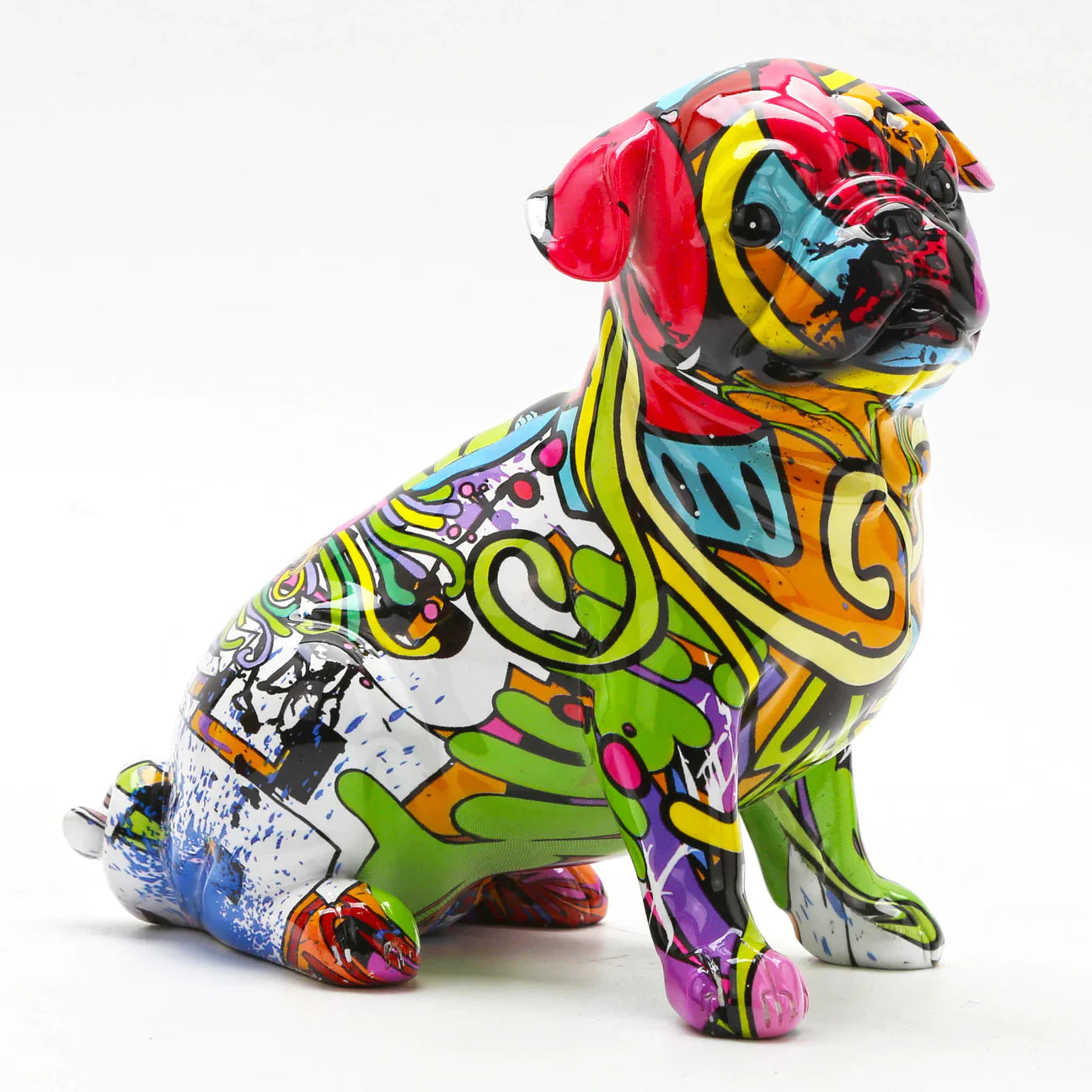 ArtZ® Pug Nordic Painted Statue - Sitting Abstract