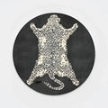 Gray 3D Printed Wild Cat Round Rug 5'2"