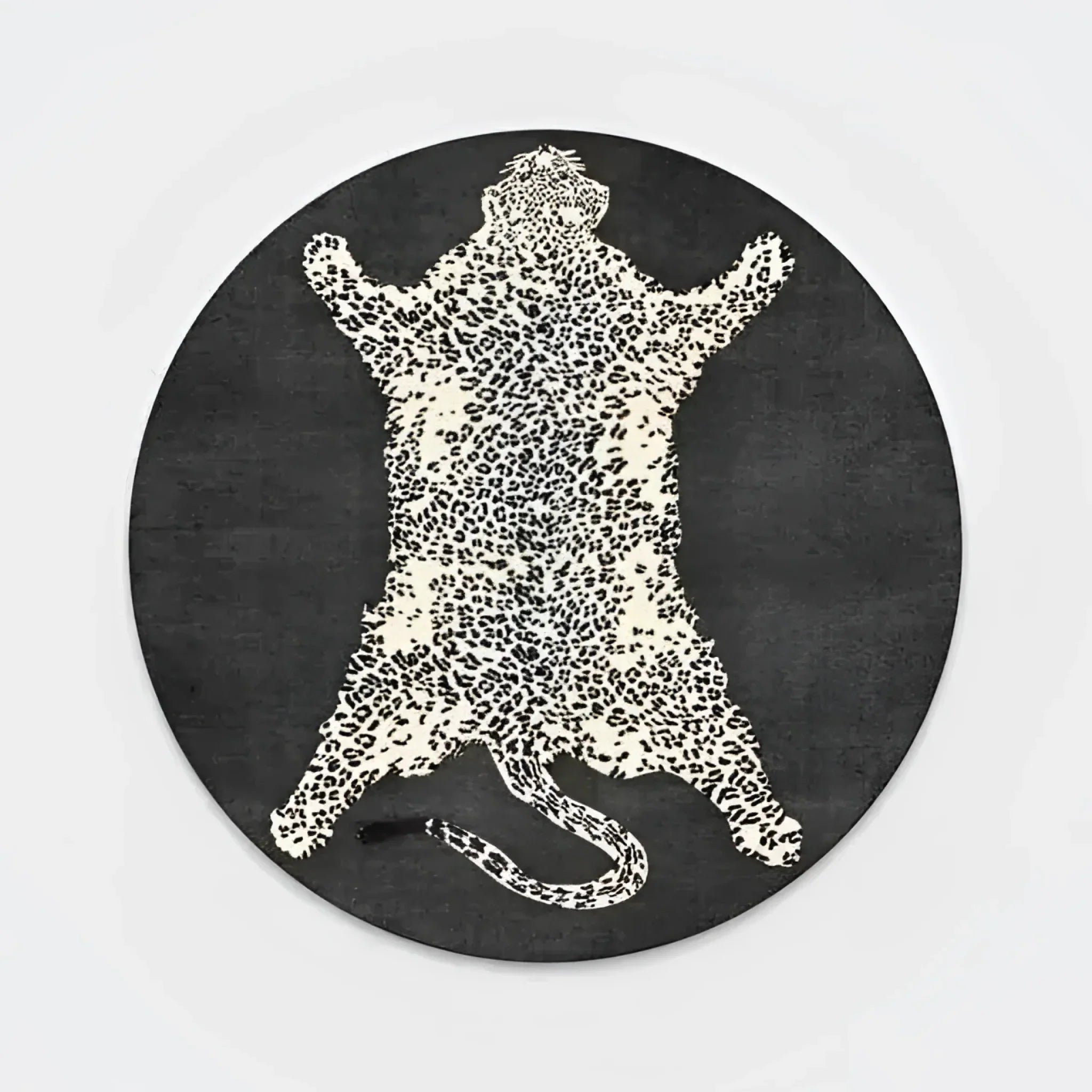 Gray 3D Printed Wild Cat Round Rug 5'2"