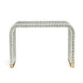 Gray and White Stripe Waterfall Bone Inlay Console Table with Brass Leg