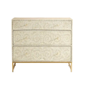 Gray Floral Motif Bone Inlay 3 Drawers Chest
