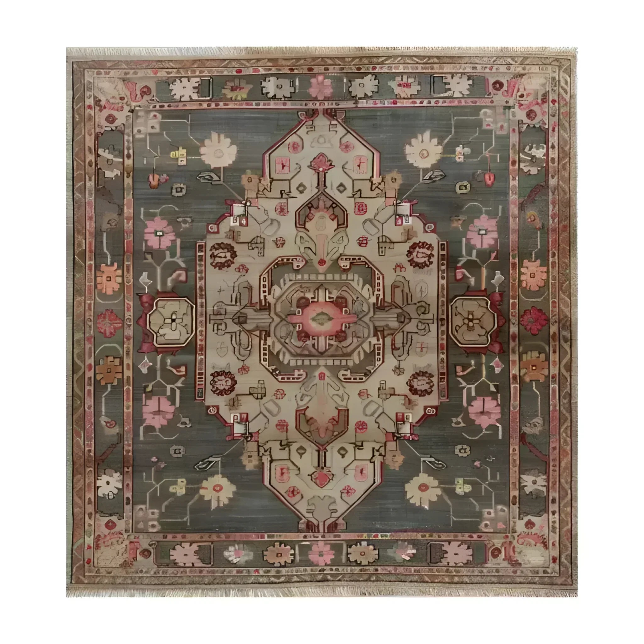 Gray Medallion Elegance Hand Knotted Area Rug