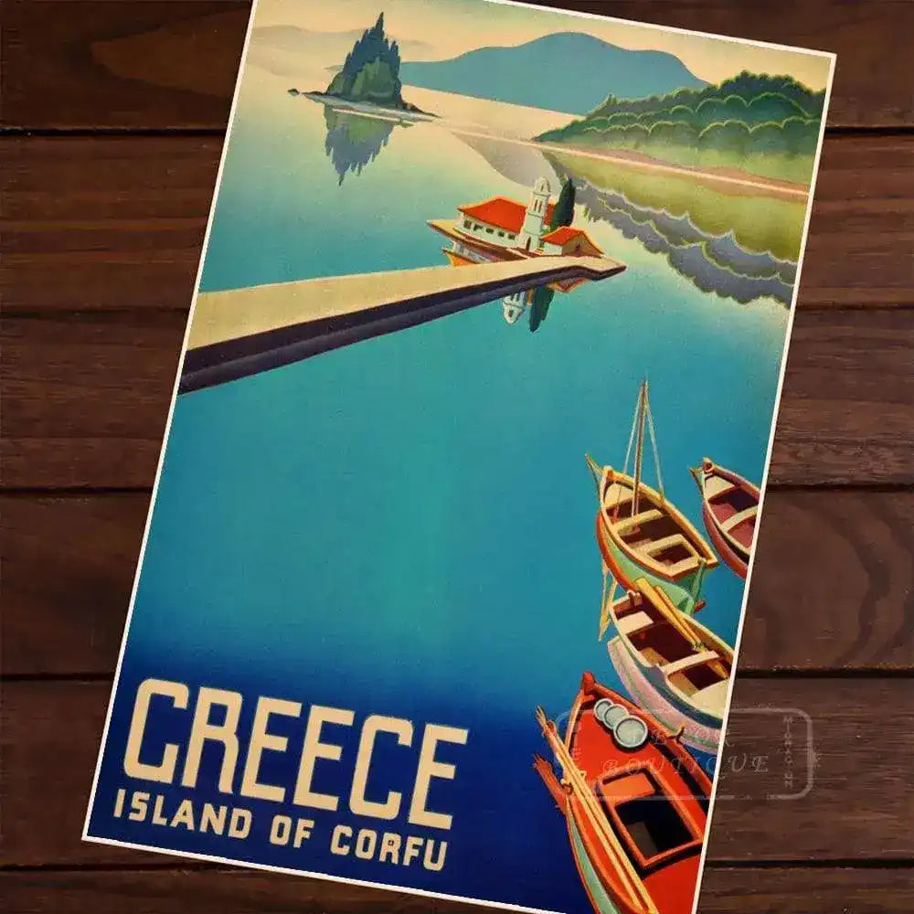 Greece Island of Corfu Retro Wall Art