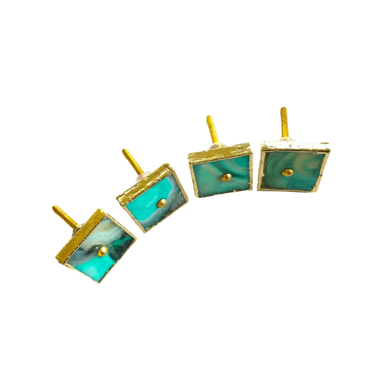 Green Agate Cabinet Door Pull Handle - Set of 4