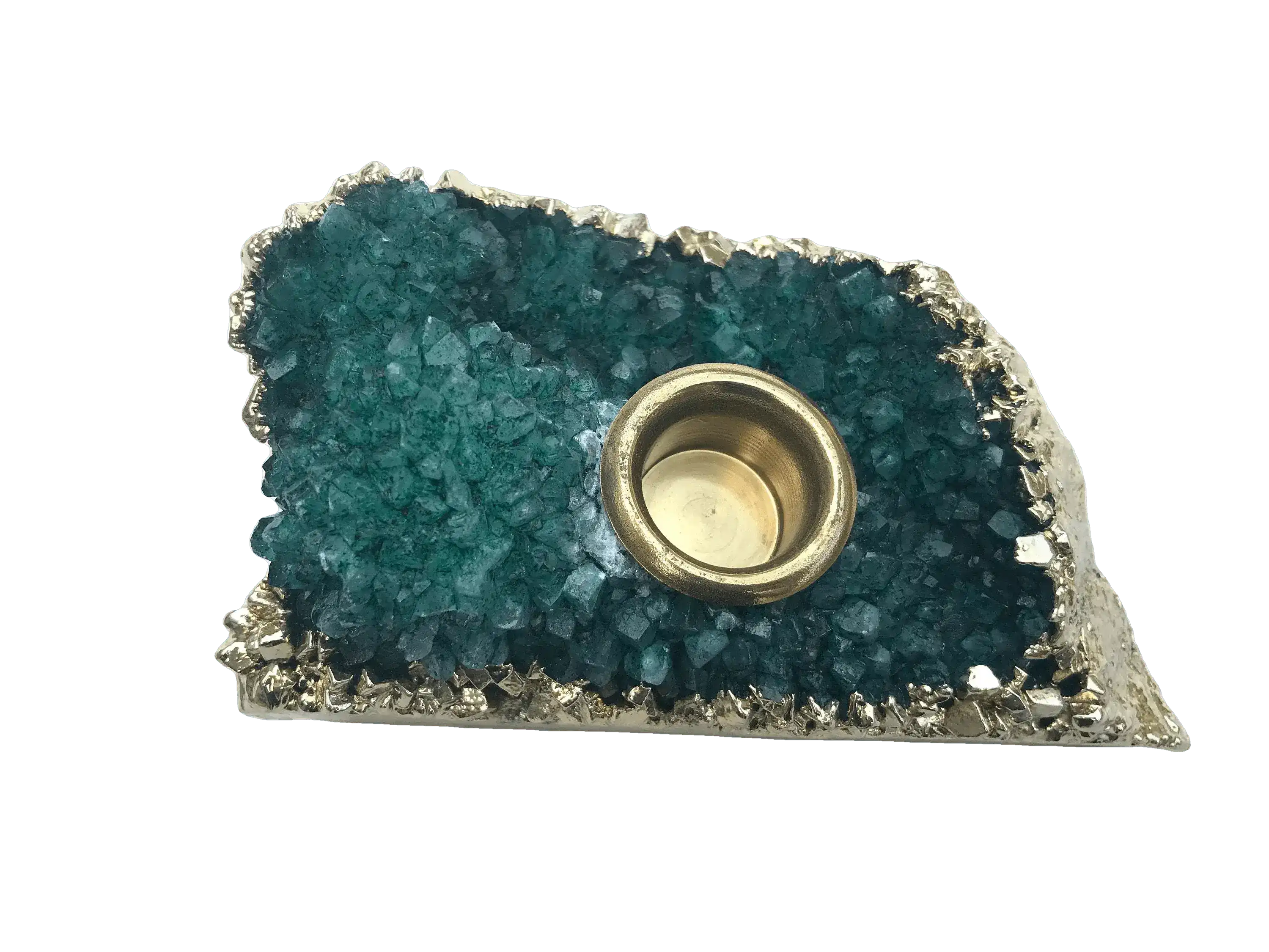 Green Agate Gemstone Taper Candle Holder