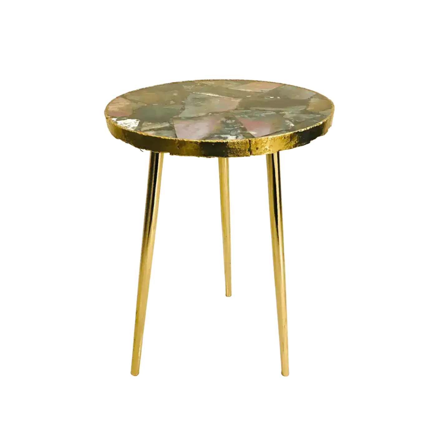 Green Agate Round Edge Accent Table
