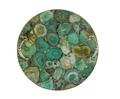 Green Agate Round Serving Tray With Brass Handles