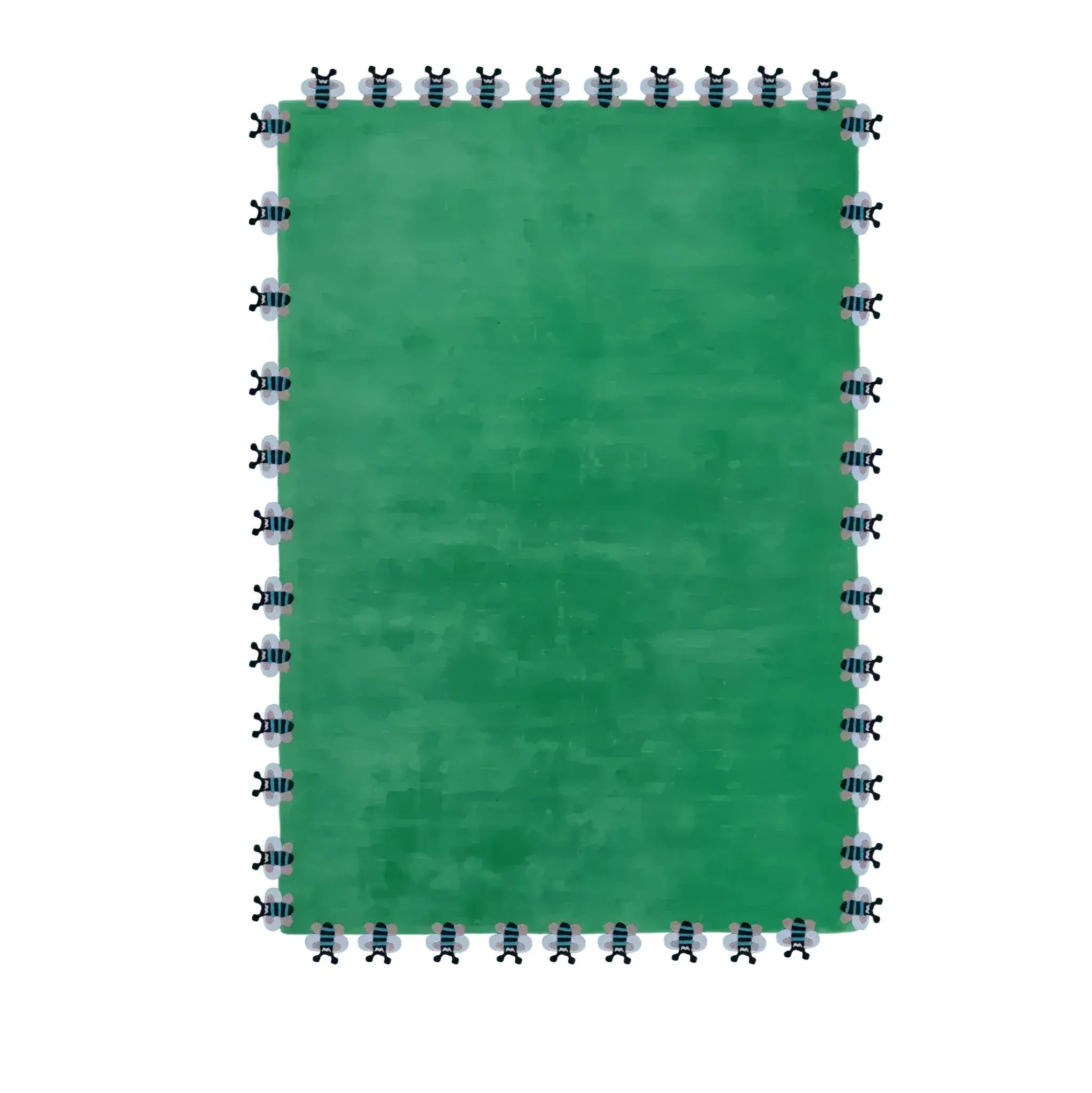 Green Bees Love Hand Tufted Wool Rug