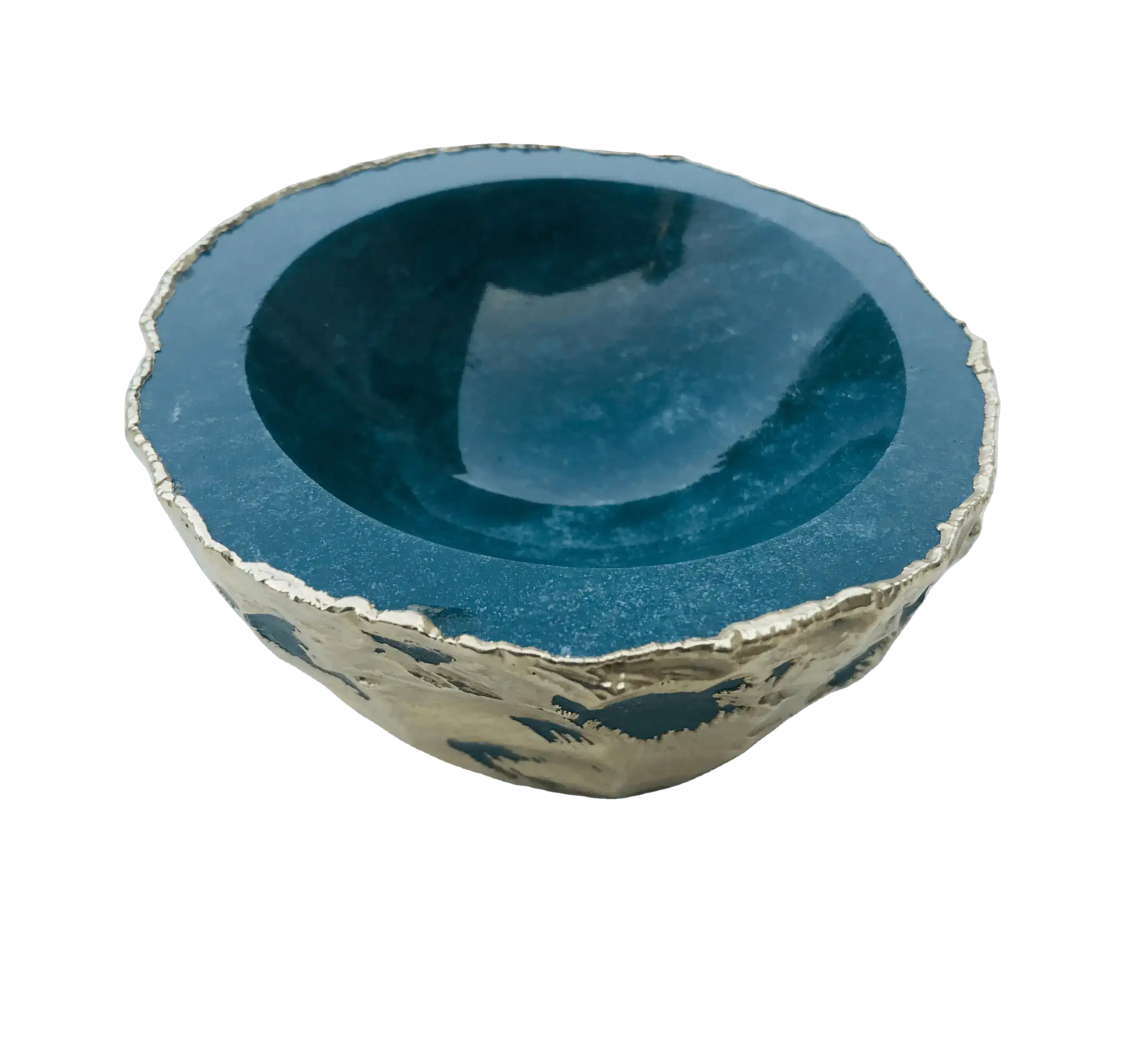 Green Blue Agate Geode Jewelry Bowl