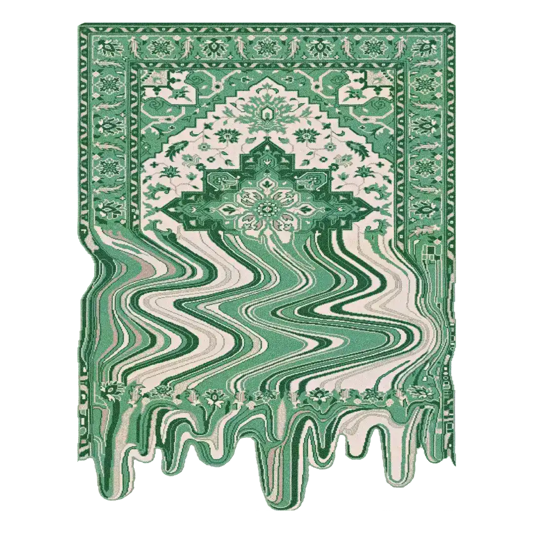 Green Melting Traditional Persian Hand Tufted Wool Rug