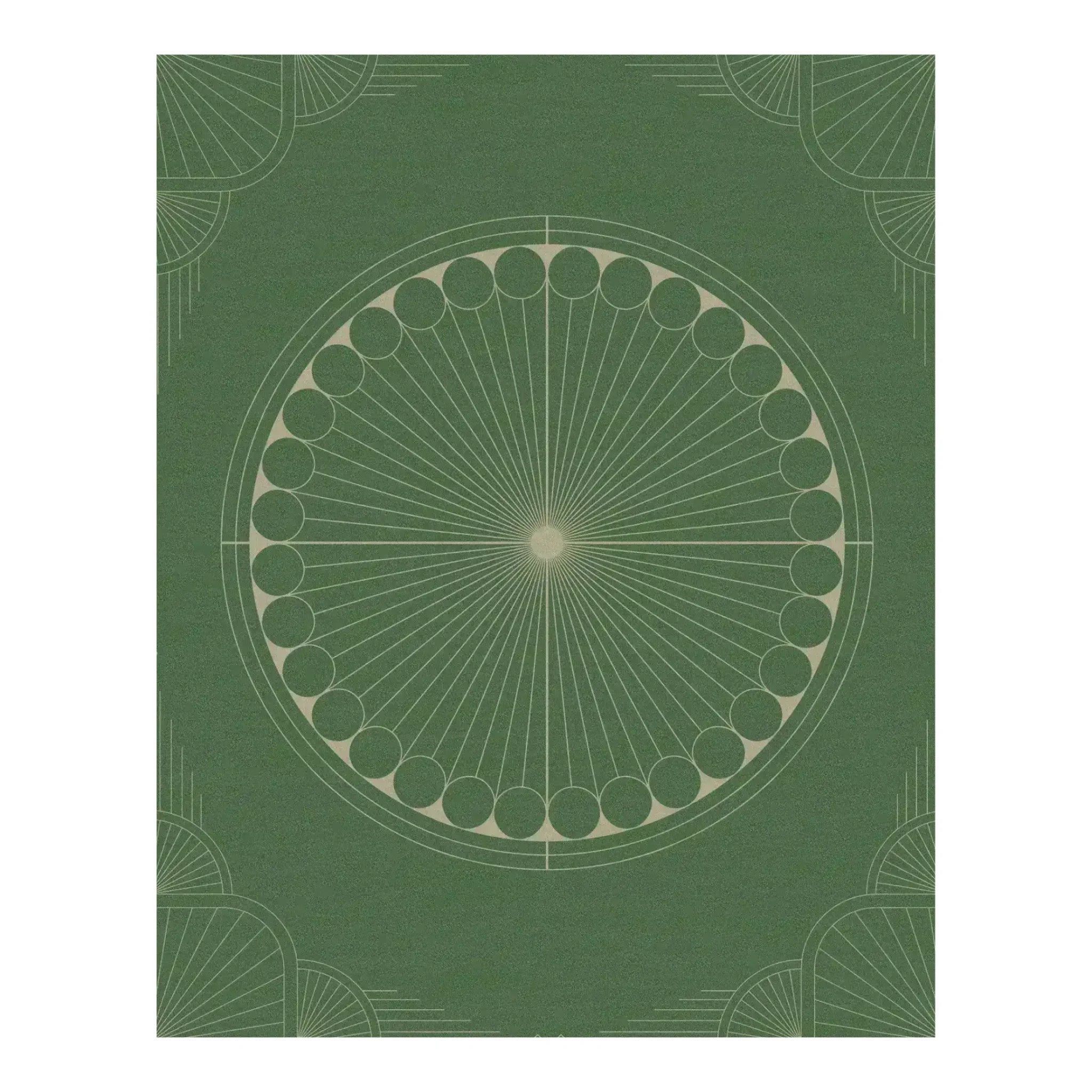 Green Moon Art Deco Hand Tufted Wool Rug