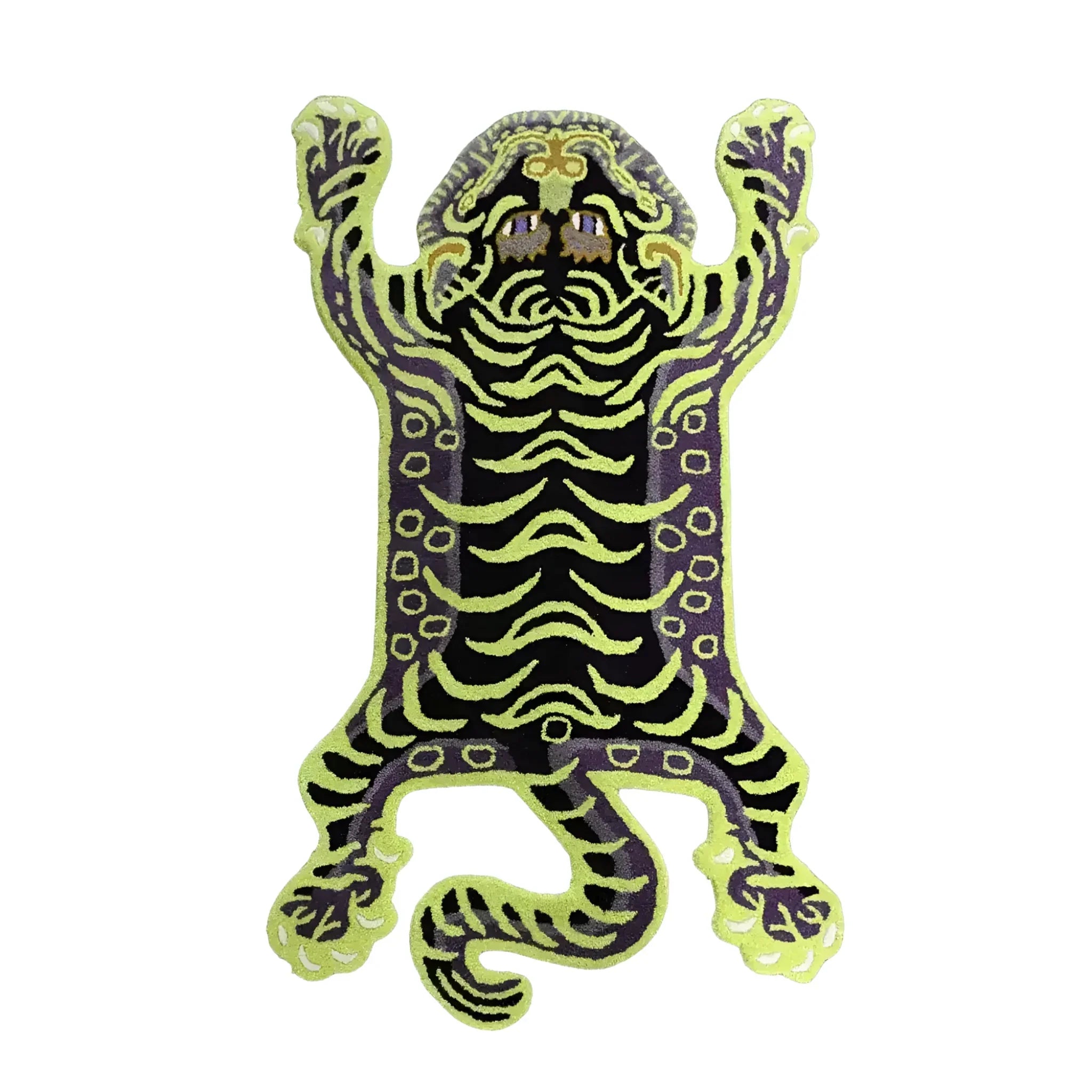 Green Tibetan Tiger Accent Hand Tufted Wool Rug