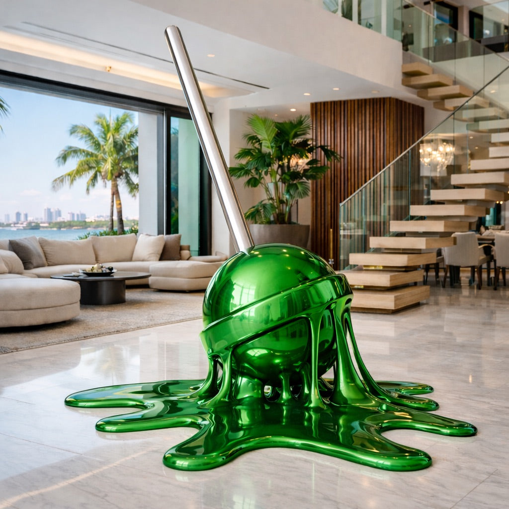OSO Stainless Steel Maison Melt Sculpture - Height: 72 inch (183 cm) / Green