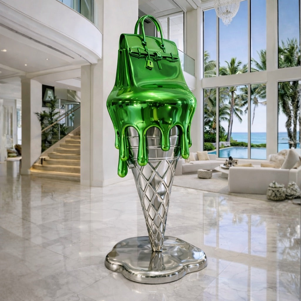 OSO Stainless Steel Molten Icon Sculpture - Height: 72 inch (183 cm) / Green