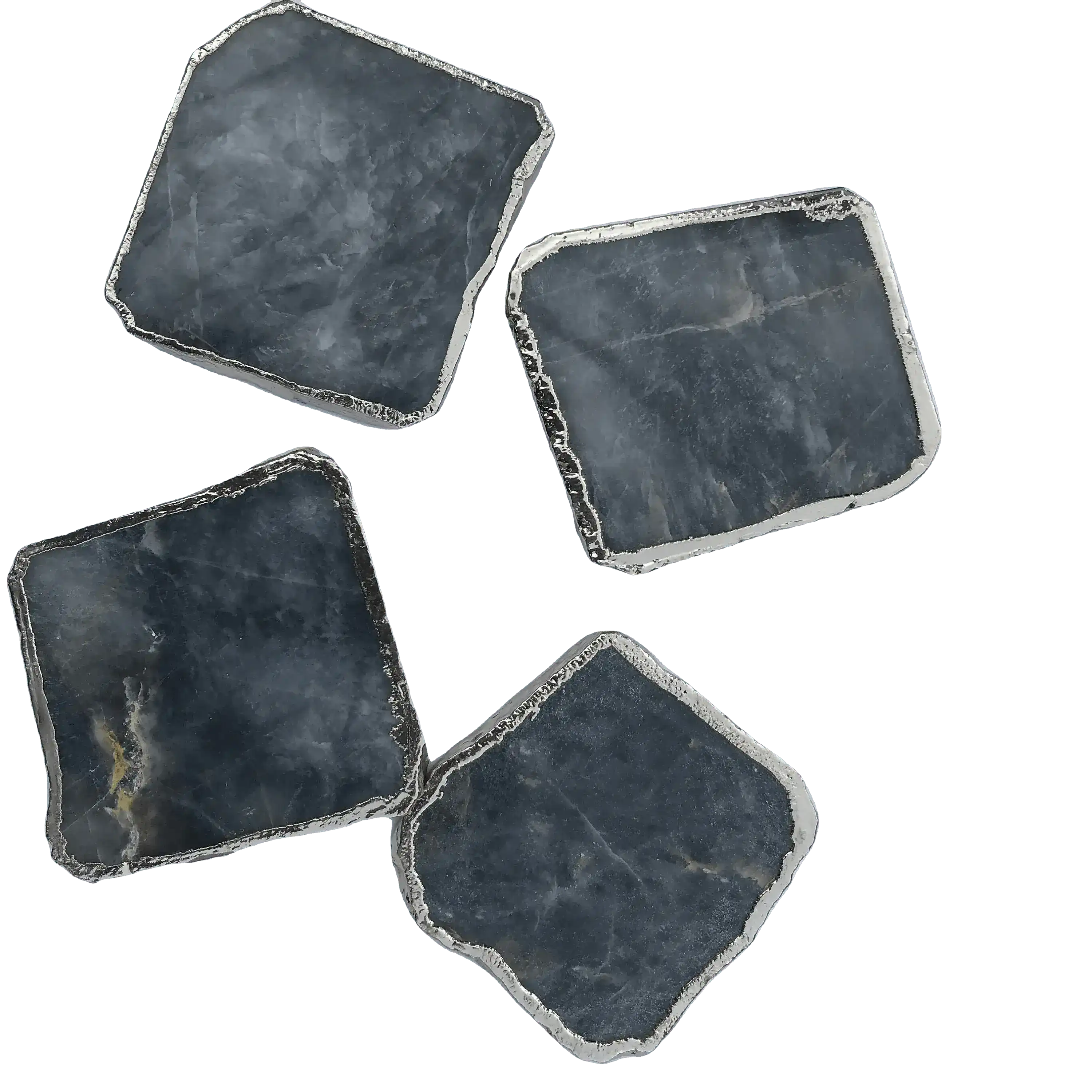 Grey Agate Quartz Coaster Set of 4