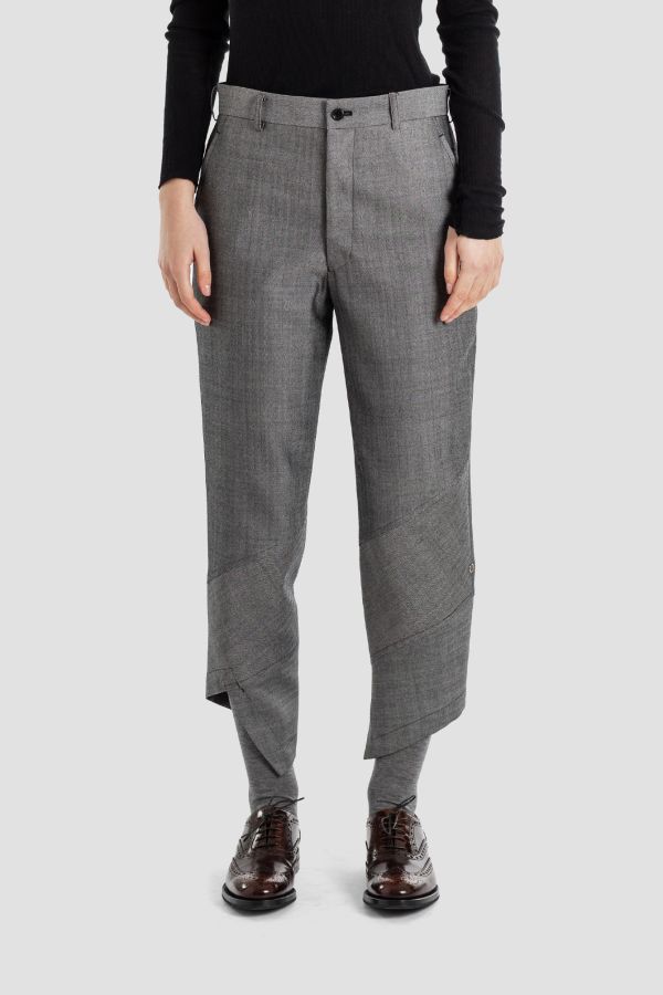 Comme des Garçons Asymmetric Panelled Trousers — Gray