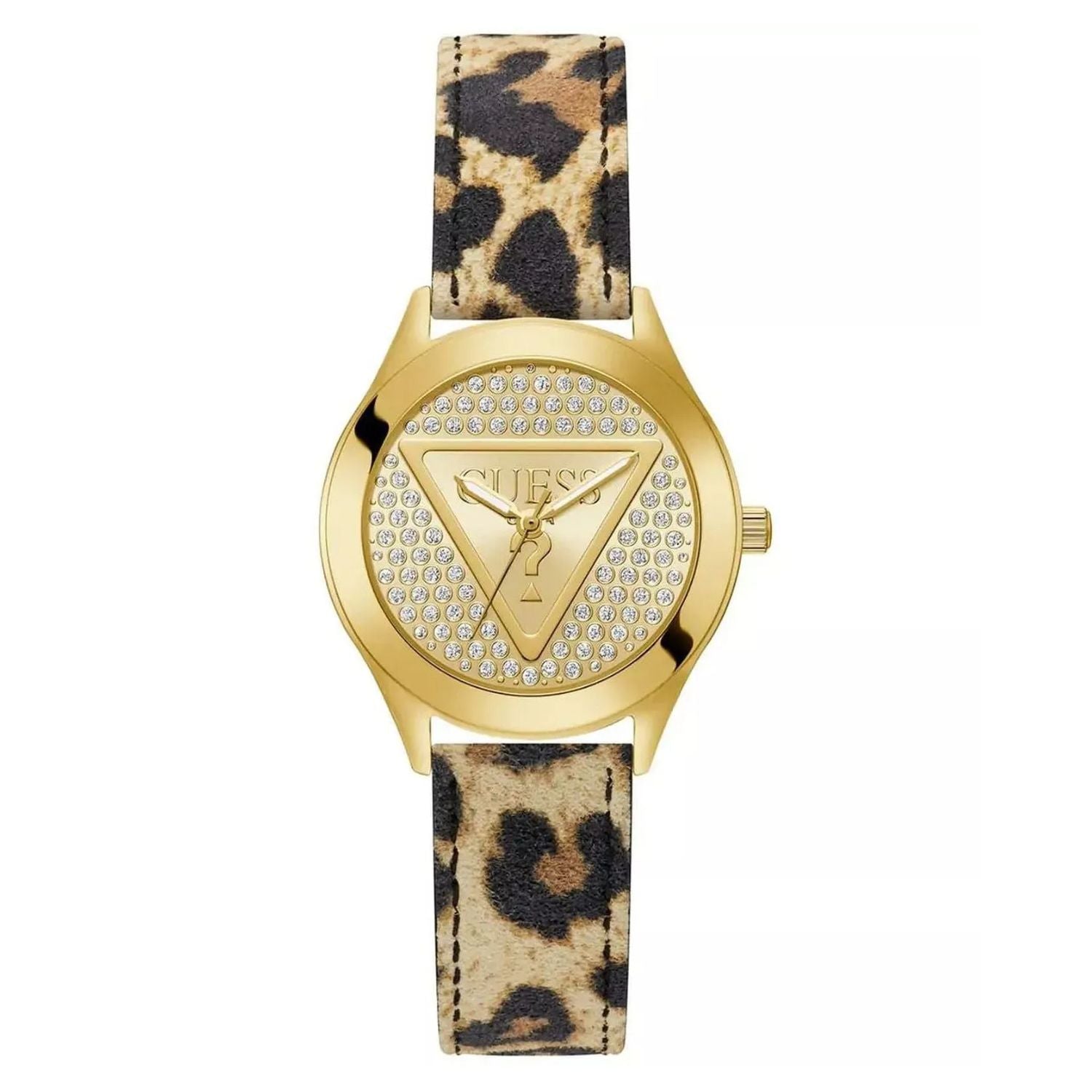 Guess Crystal-Paved Gold Dial Watch — Gold