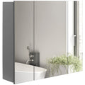 28" x 24" Medicine Cabinet, Wall Mounted Bathroom Cabinet w/ Mirrored Doors, Grey