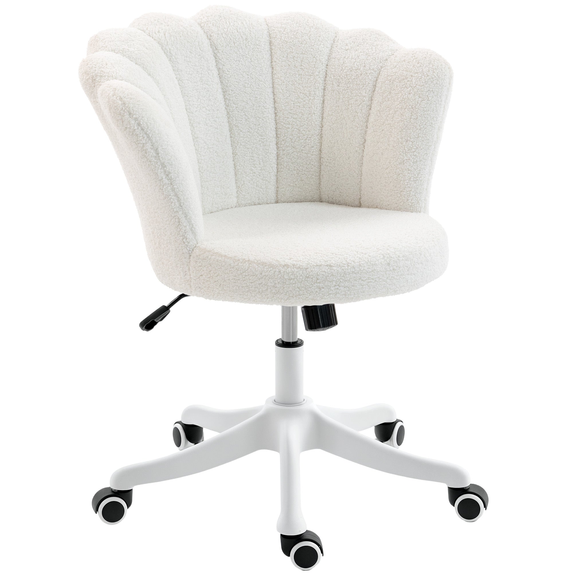 Armless Swivel Chair with Teddy Fleece, Adjustable Height & Tilt, Cream