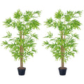 Artificial Bamboo Tree Set of 2, 5ft Tall Fake Tree, Faux Decorative Plant in Nursery Pot for Indoor Decor