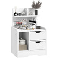 Bedside Table, Small Bedside Cabinet with 2 Drawers and Storage Shelves, Modern Nightstand for Bedroom, High Gloss White