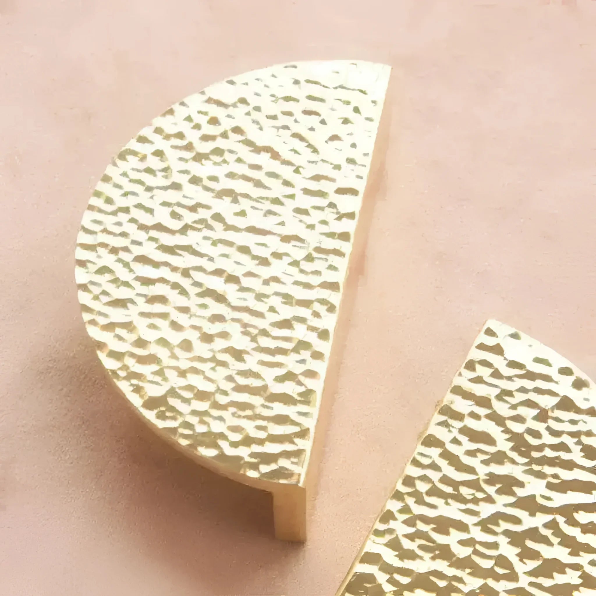 Hammered Brass Semi-Circle Half Moon Cabinet Drawer Pull