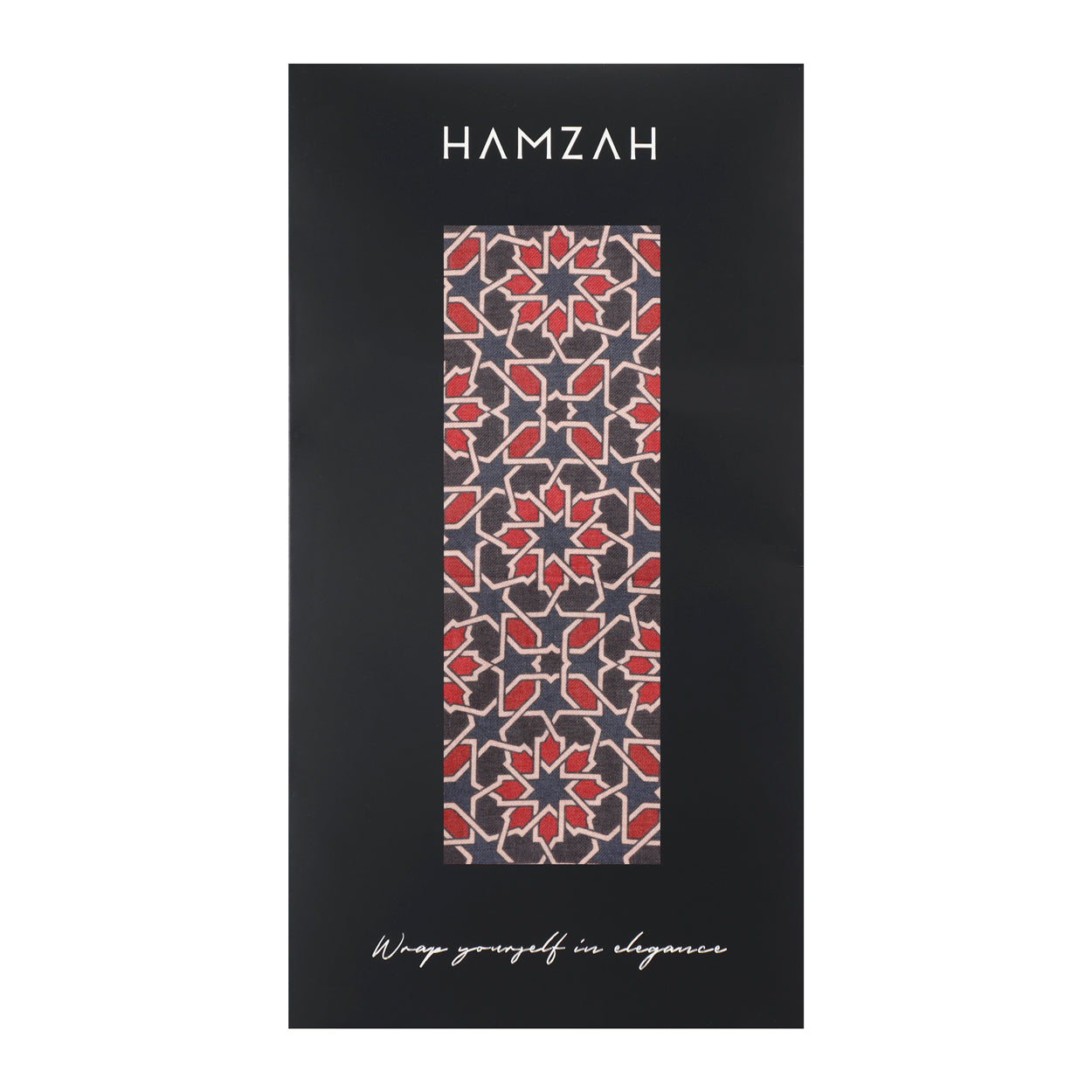 Navy Blue and Red Geometric Scarf - Islamic Art Inspiration Mirath