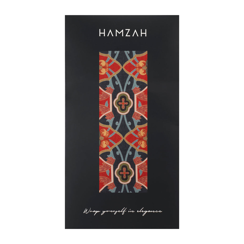 Blue and Red Modal Scarf – Inspired by Turkish Art Rania