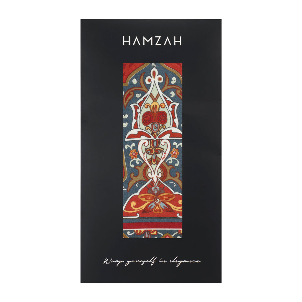 Isfahan-Inspired Red & Blue Scarf – 100% Modal