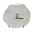 Hand Chipped Round White Marble Desk Wall Clock