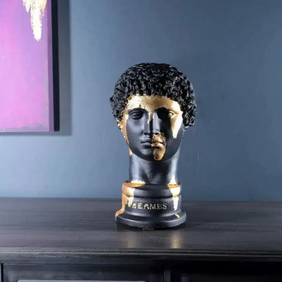 Hand Crafted Gold Gilded Hermes Bust Statue