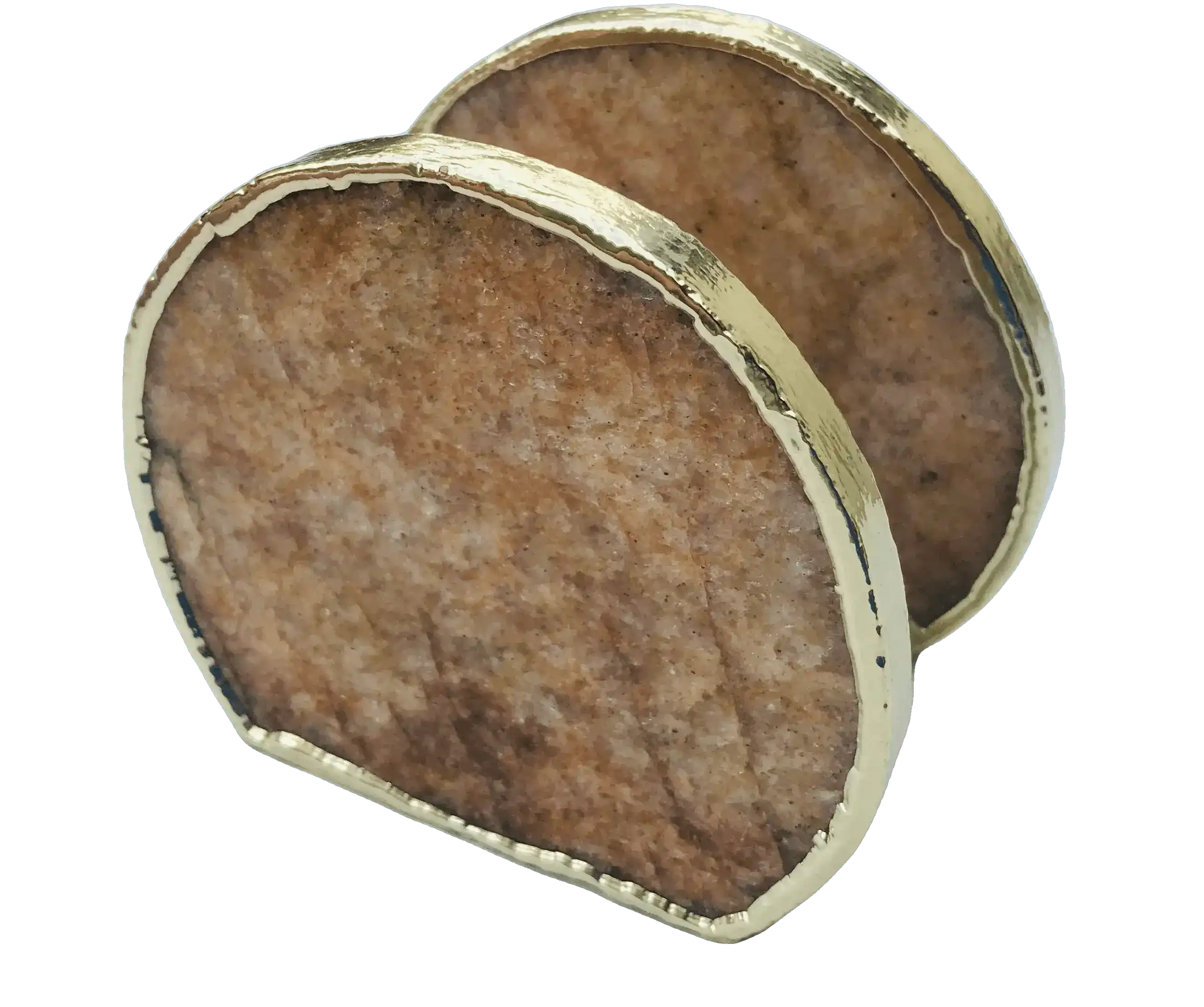 Hand Rounded Golden Quartz Agate Napkin Holder