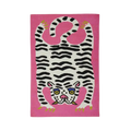 Hand Tufted Pink Tiger Wool Area Rug